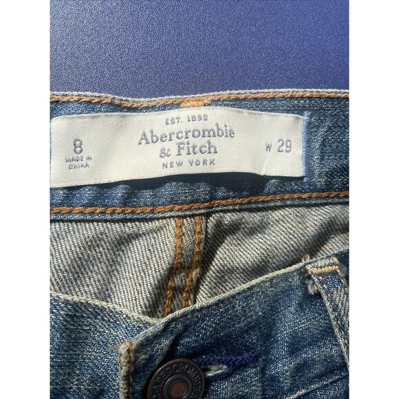 Abercrombie & Fitch Jeans 29 Patch Distressed Denim Raw Hem Mid Rise Boyfriend - Picture 9 of 12